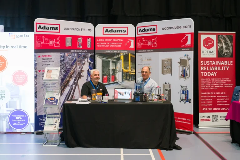 Exhibitors at the Adams lubricants stand at the 2026 Sustainable Food Factory and Food+Beverage Engineering event.