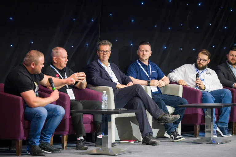 Panel discussion on the seminar stage at the 2026 Sustainable Food Factory and Food+Beverage Engineering event.